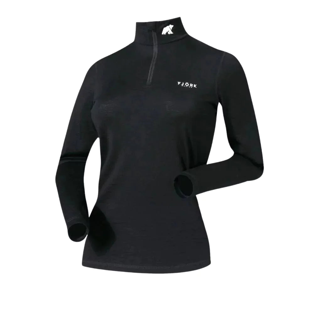 Bjork Zip 210 dámské, barva Black Laax, vlna merino, Fjork Merino