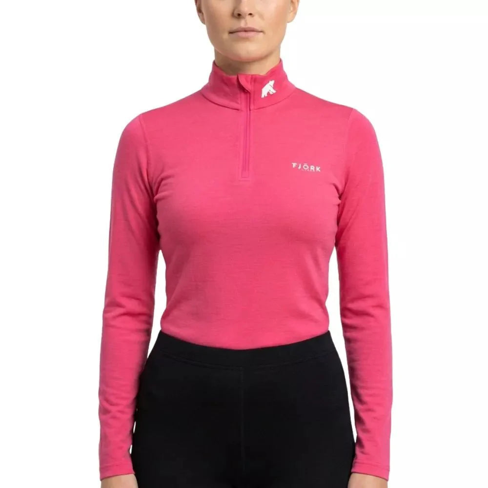 Bjork Zip 210 dámské, barva Pink Davos, vlna merino, Fjork Merino