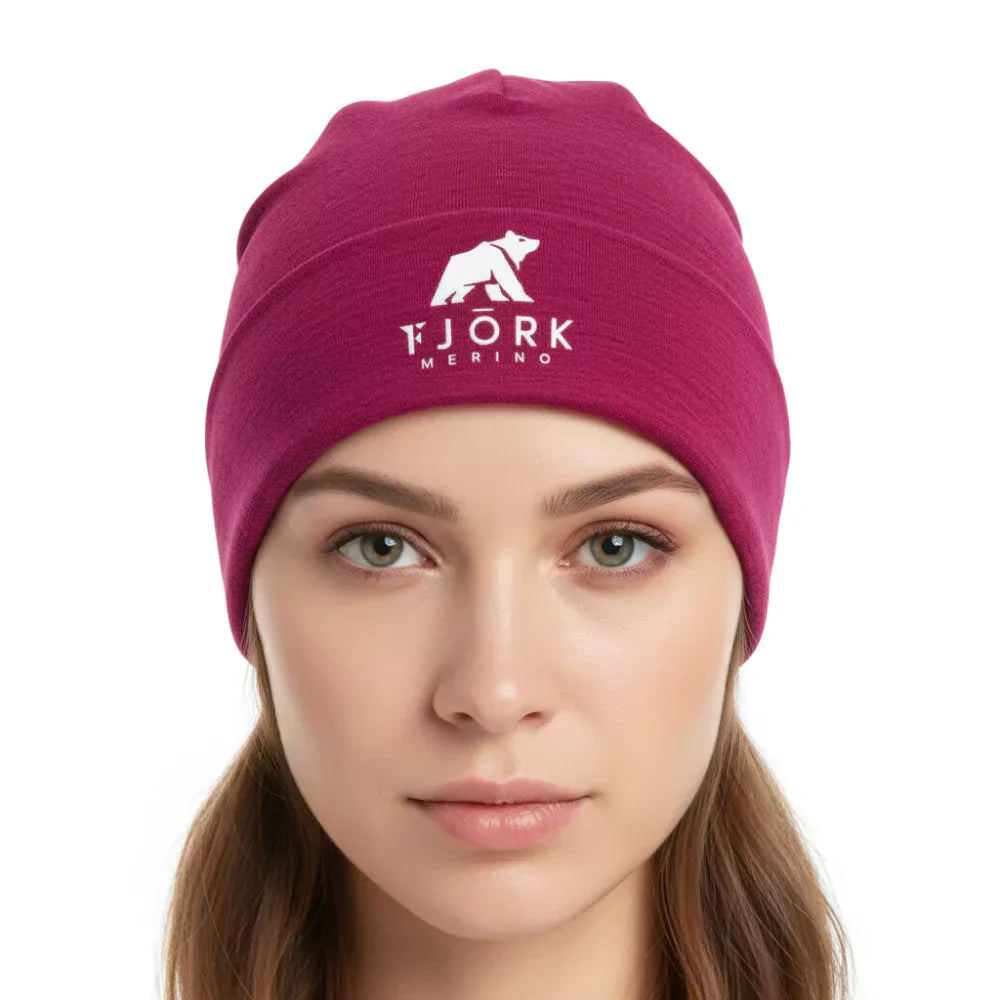 Čepice Pollux, barva Pink Montana, vlna merino, Fjork Merino