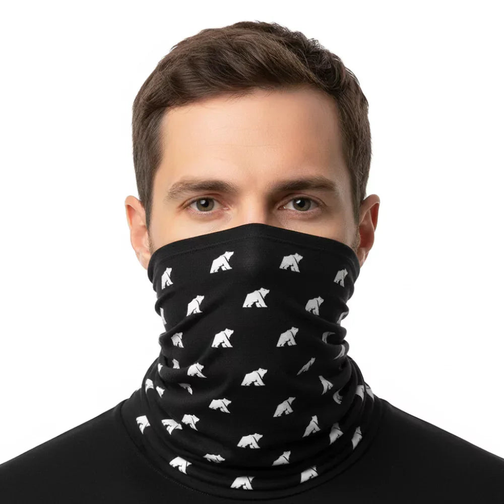 Oboustranný nákrčník, barva Black Laax, vlna merino, Fjork Merino