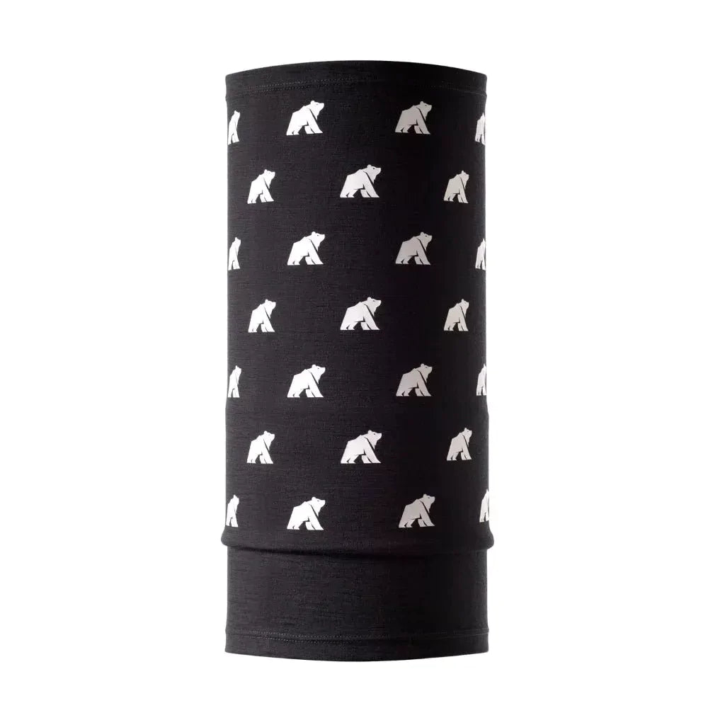 Oboustranný nákrčník, barva Black Laax, vlna merino, Fjork Merino