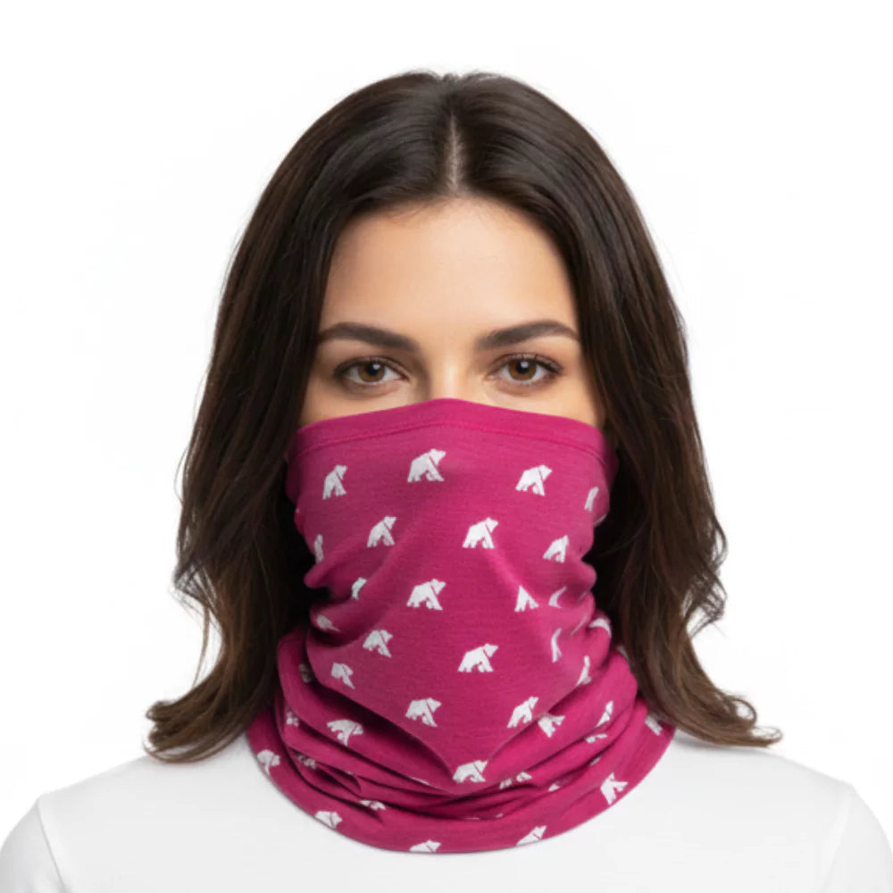 Oboustranný nákrčník, barva Pink Montana, vlna merino, Fjork Merino