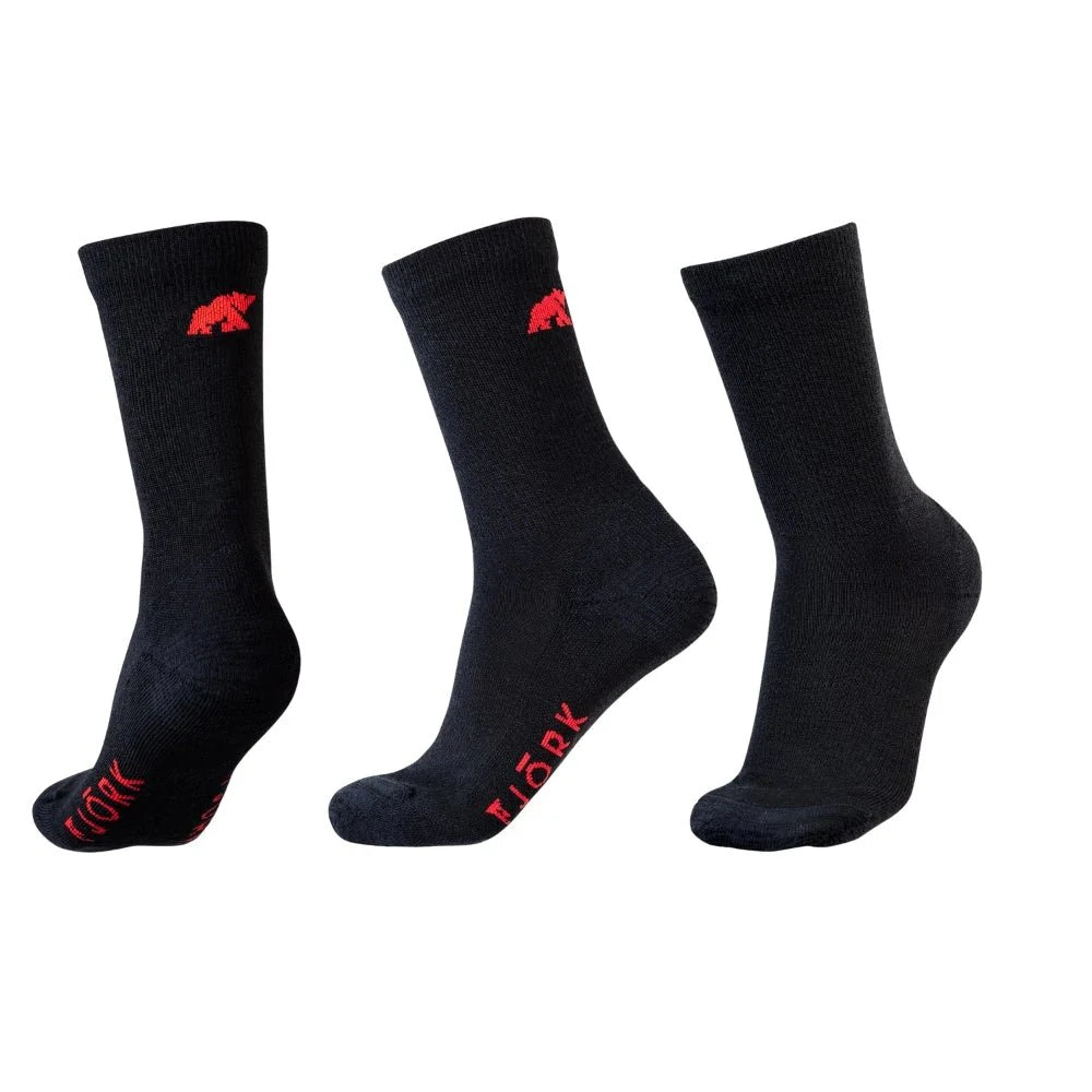 Ponožky Classic Cut – balení 3 párů, barva Black Laax, vlna merino, Fjork Merino