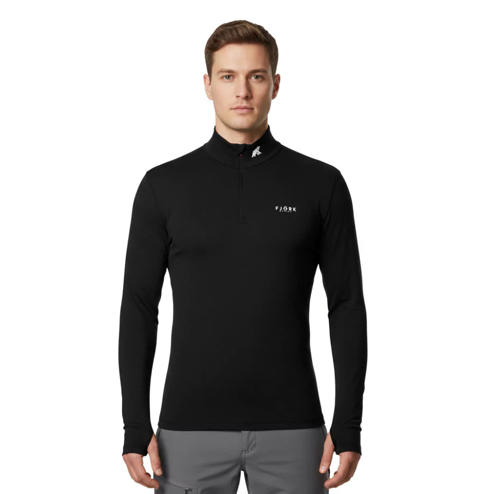 Finn Zip 210 pánské, barva Black Laax, vlna merino, Fjork Merino