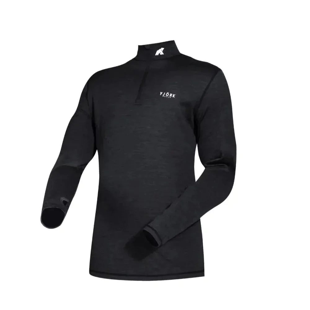 Finn Zip 210 pánské, barva Black Laax, vlna merino, Fjork Merino