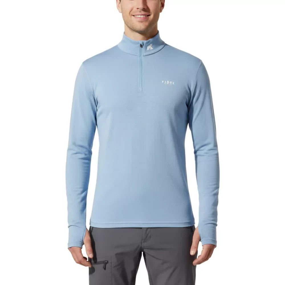 Finn Zip 210 pánské, barva Blue Aletsch, vlna merino, Fjork Merino