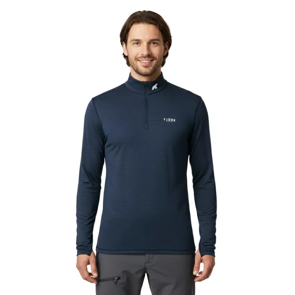 Finn Zip 210 pánské, barva Blue St Moritz, vlna merino, Fjork Merino