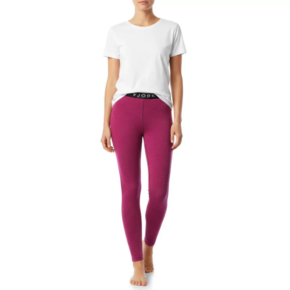 Legíny Bjork 210 dámské, barva Pink Montana, vlna merino, Fjork Merino