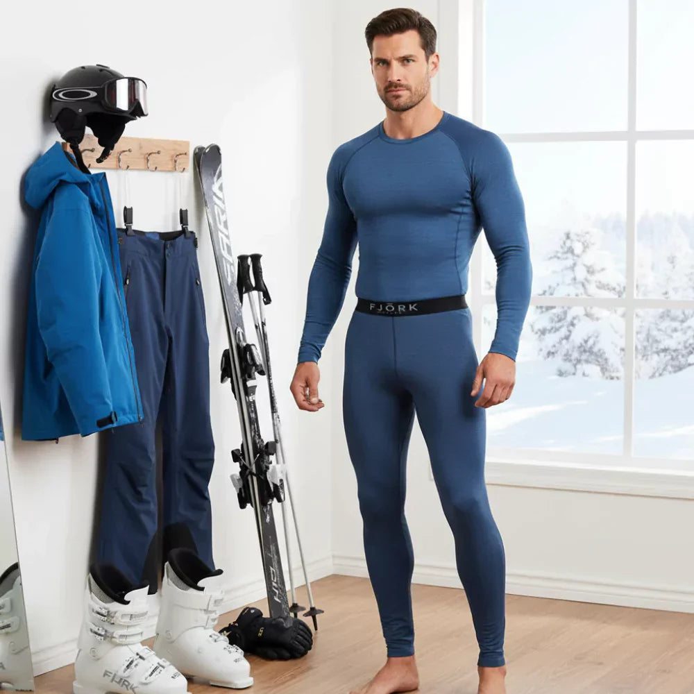 Legíny Finn 210 pánské, barva Blue St Moritz, vlna merino, Fjork Merino
