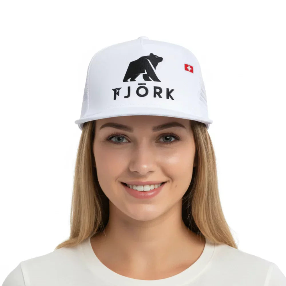 Trucker kšiltovka, barva Polar White, Fjork Merino
