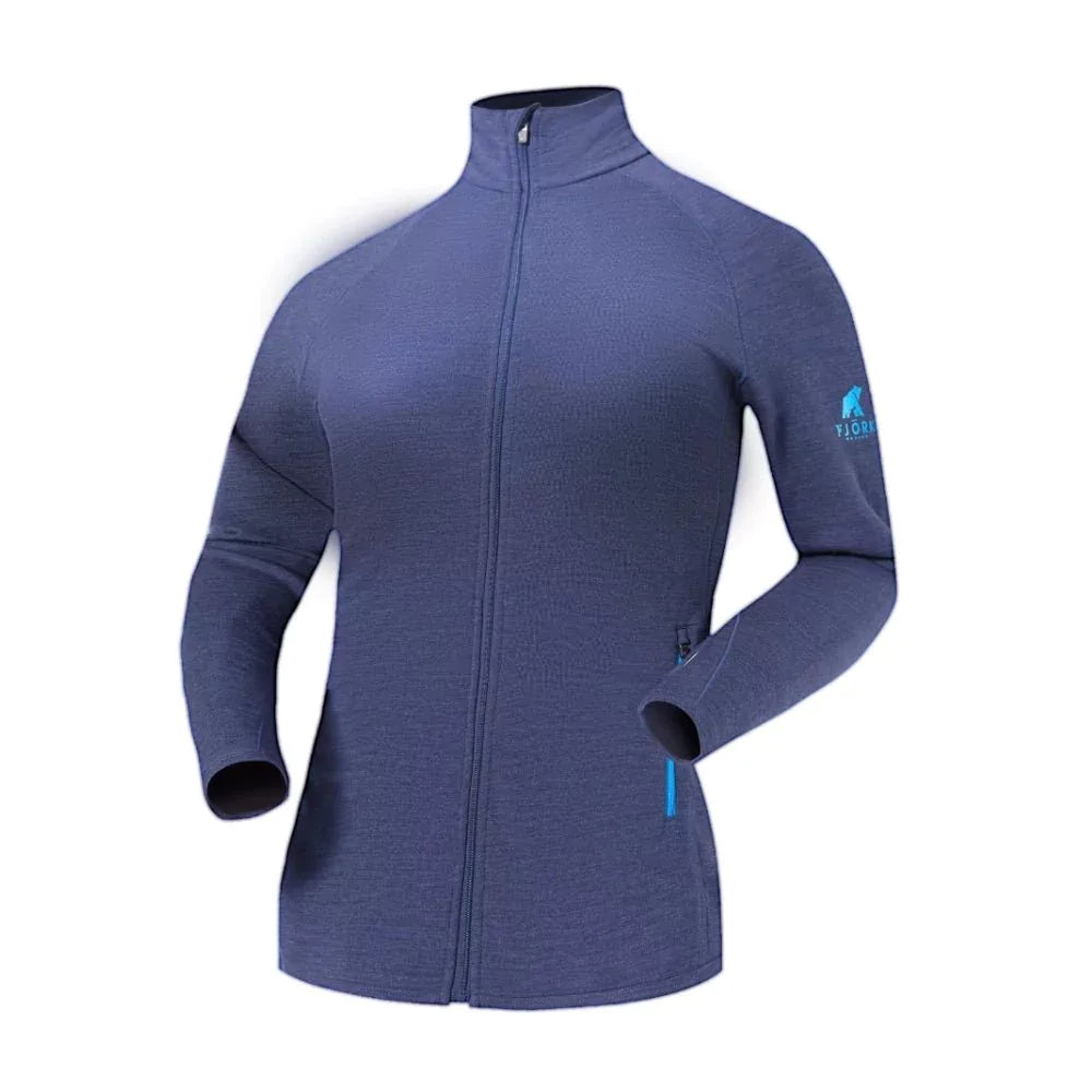 Bunda Ultra 300 dámská (bez kapuce), barva Blue St Moritz, vlna merino, Fjork Merino