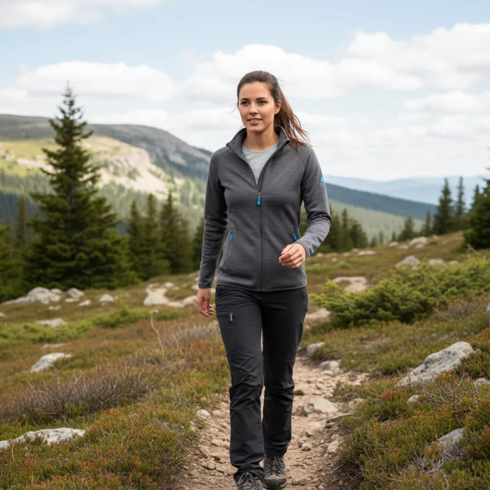 Bunda Ultra 300 dámská (bez kapuce), barva Grey Zinal, vlna merino, Fjork Merino